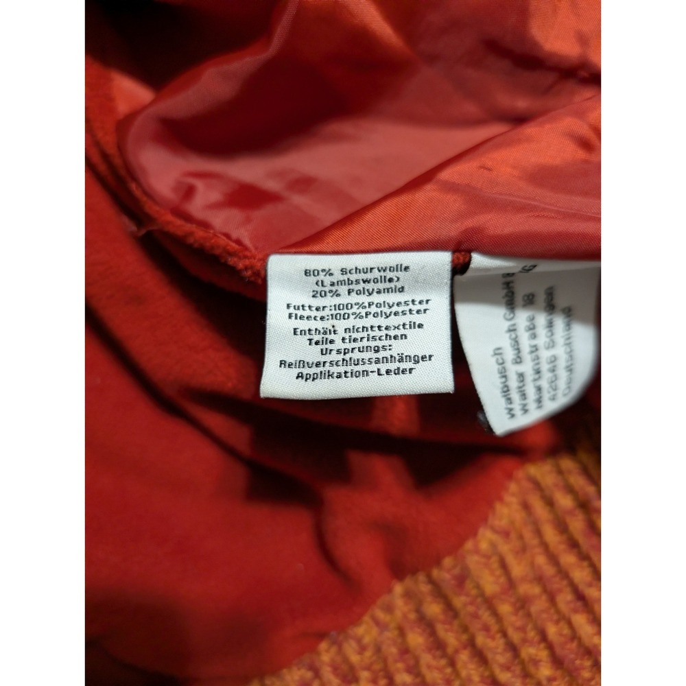 Walbusch Wool Zip Sweater Jacket Mens L Orange Rib Knit Lined Heavy Full Zip - Picture 3 of 10
